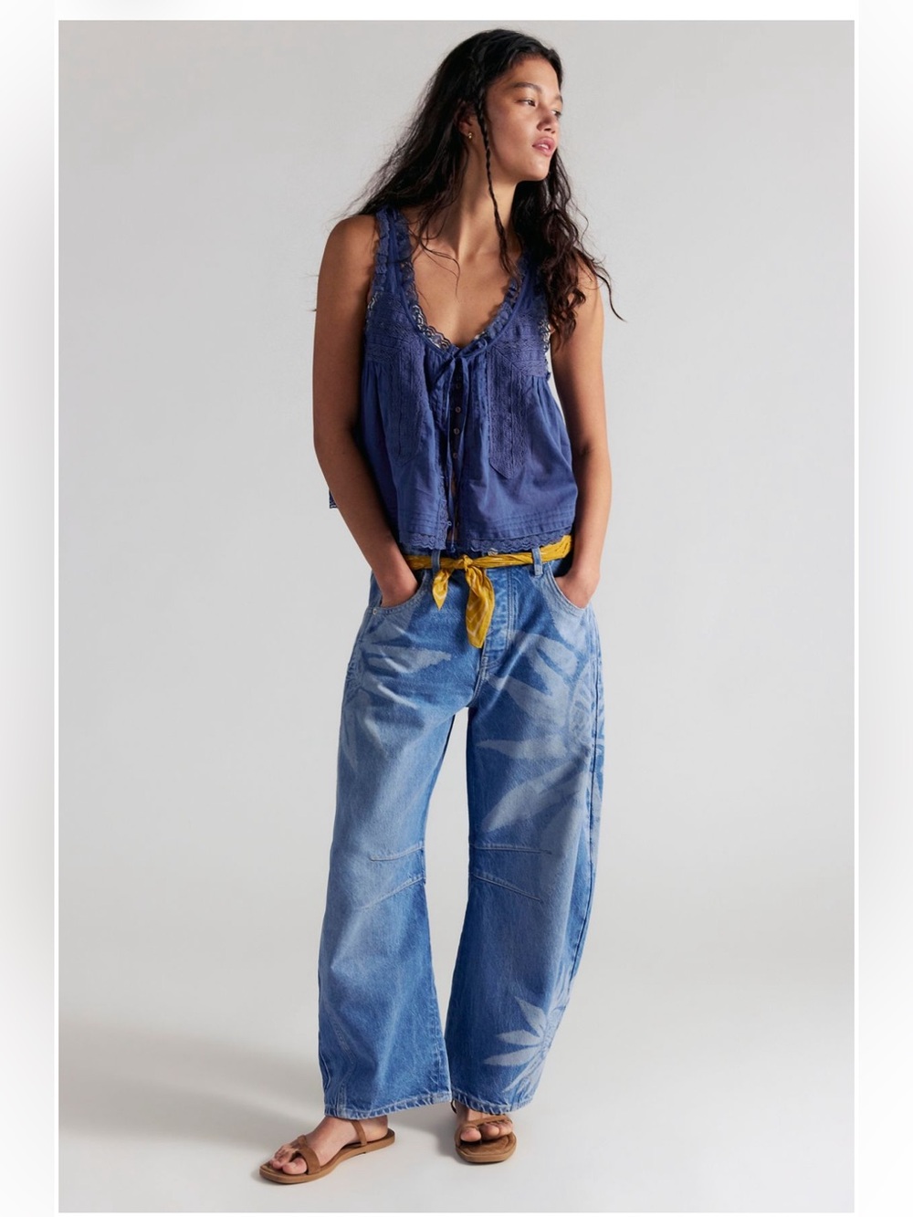 Free people good luck printed barrels size 24 in sun fade